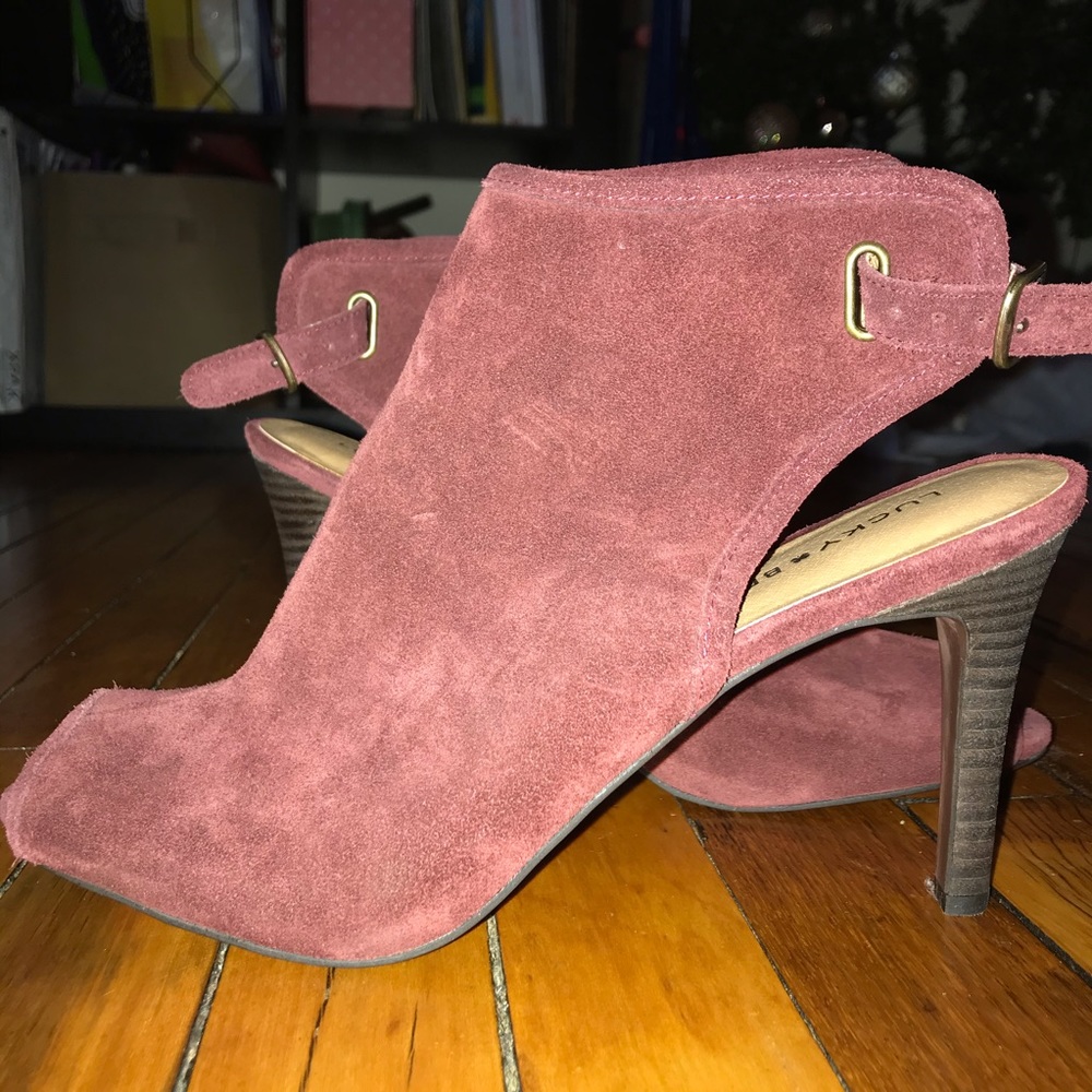 Wine Tone Peep Toe Heels / Booties